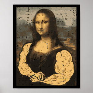 Gym Mona Lisa Muscle Fun Workout Fitness Bodybuild Poster
