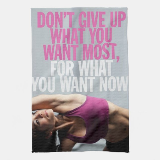 Gym Motivation - Don't Give Up - Women's Workout Kitchen Towel (Vertical)