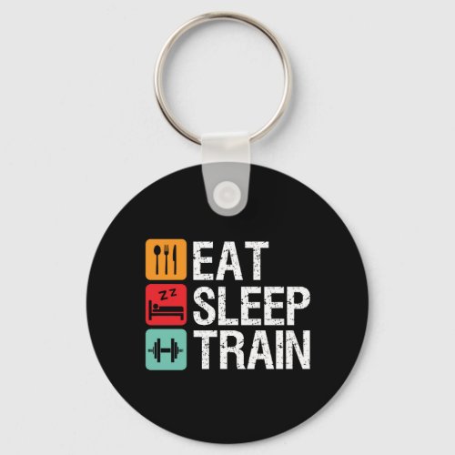 Gym Motivation Workout Fitness Eat Sleep Train Keychain