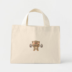 gym motivational cat lover design mini tote bag