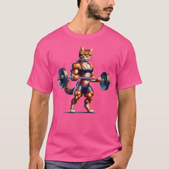 Gym Muscle Girl With A Barbell Fitness Bodybuildin T-Shirt (Front)