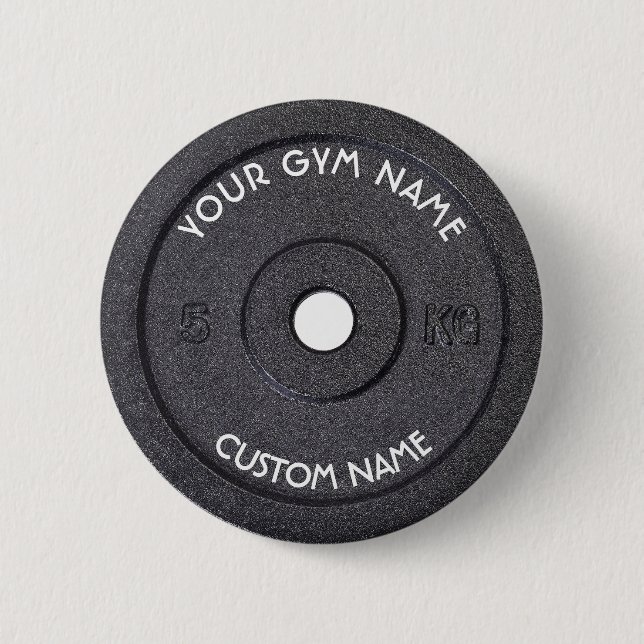 Gym Owner or User With Curved Text Funny Button (Front)