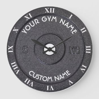 Gym Owner Or User With Curved Text Funny Large Clock by HumusInPita at Zazzle