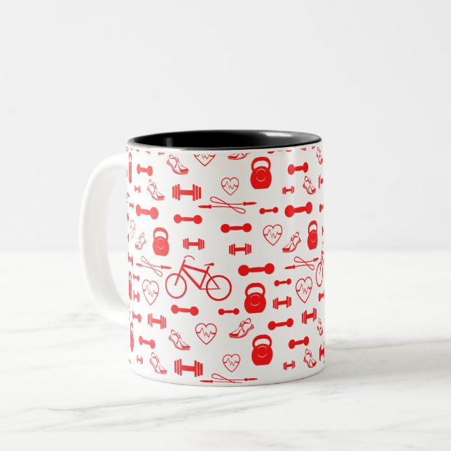 Gym pattern Two-Tone coffee mug (Front Left)