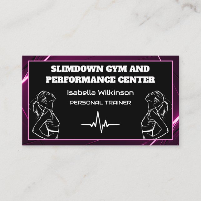 Gym Personal Trainer Workout Performance Center Business Card (Front)