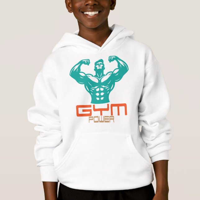 Gym Power Motivation Fitness Strength Workout Hoodie (Front)