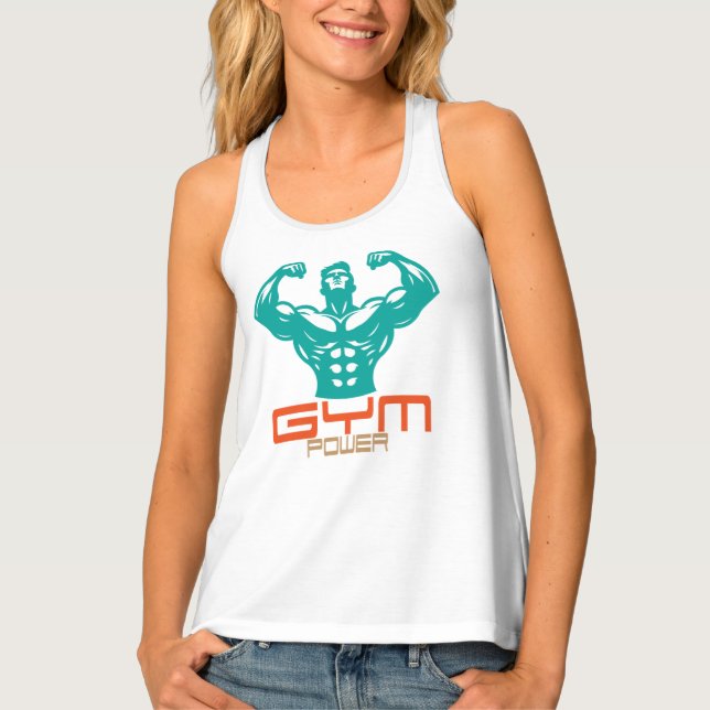 Gym Power Motivation Fitness Strength Workout Tank Top (Front)