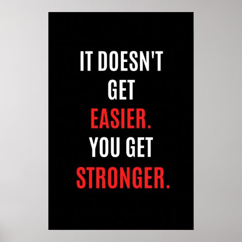 Gym quote It doesnt get easier you get stronger Poster