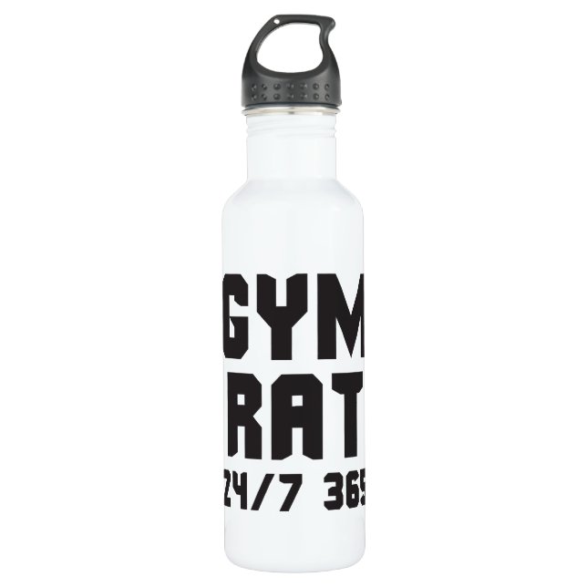 Gym Rat - 24/7 365 - Bodybuilding Water Bottle (Front)
