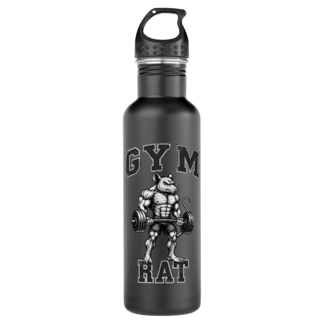 Gym Rat Deadlift - Lifting Humor - Bodybuilding  Stainless Steel Water Bottle (Front)