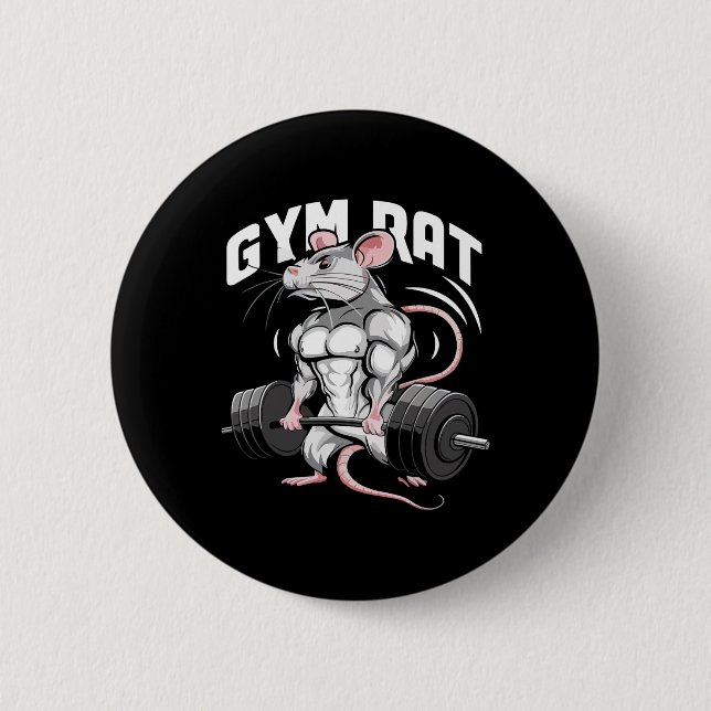 Gym Rat Funny Bodybuilding Fitness Workout Gym Wei Button (Front)