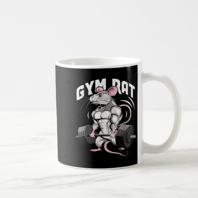 Gym Rat Funny Bodybuilding Fitness Workout Gym Wei Coffee Mug (Right)