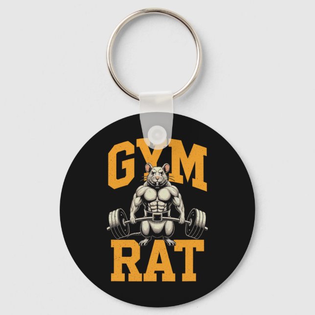 Gym Rat Meaning Gym Rat Costume Weight Lifting Gym Keychain (Front)