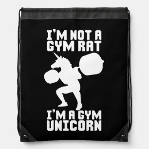 Gym Rat vs Gym Unicorn - Funny Workout Inspiration Drawstring Bag