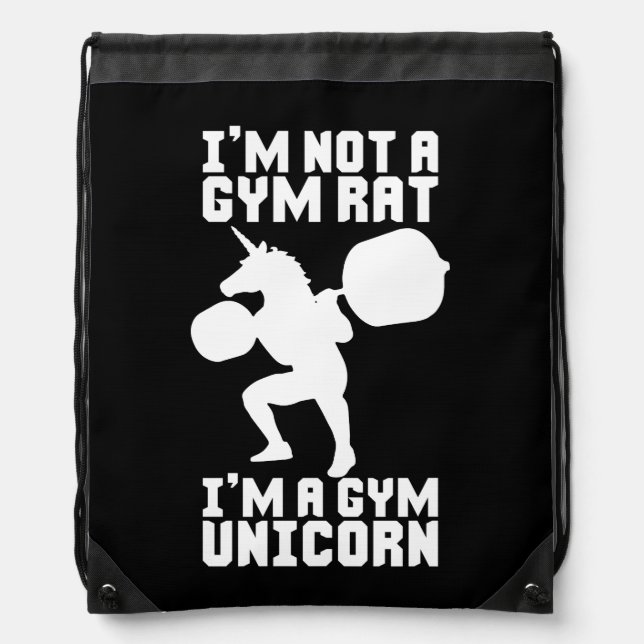 Gym Rat vs Gym Unicorn - Funny Workout Inspiration Drawstring Bag (Front)