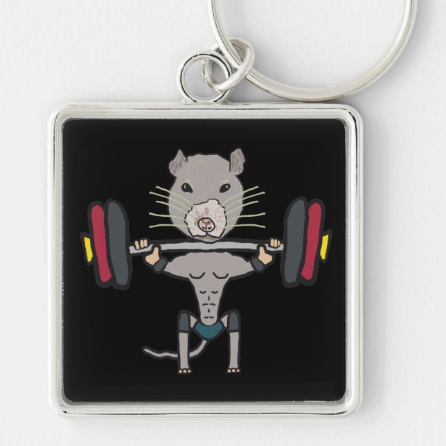 Gym Rat Weightlifting Keychain (Front)