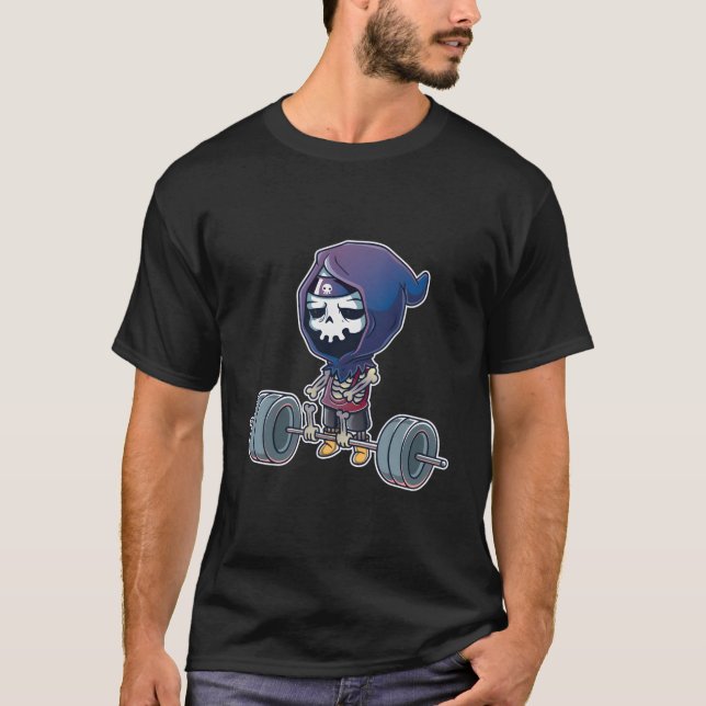 Gym Reaper Grim Reaper Deadlifts Workout Halloween T-Shirt (Front)