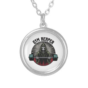 Gym Reaper Workout Silver Plated Necklace