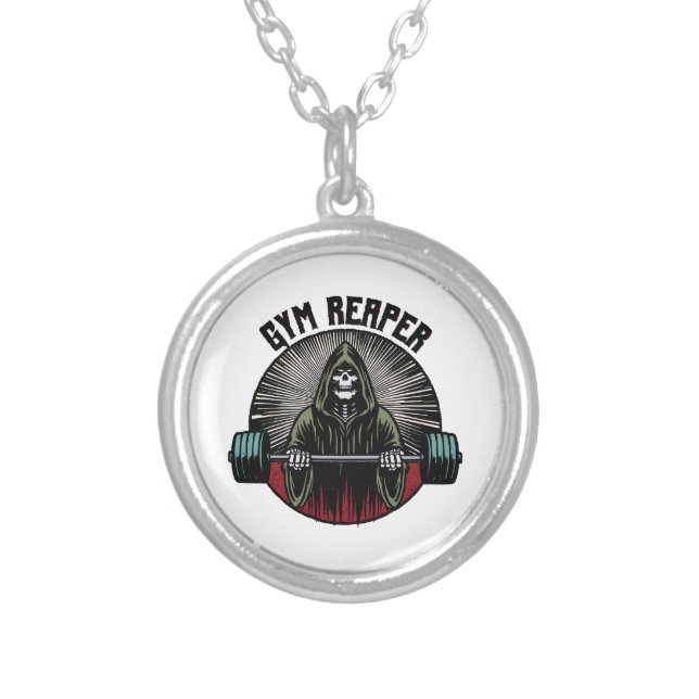 Gym Reaper Workout Silver Plated Necklace (Front)