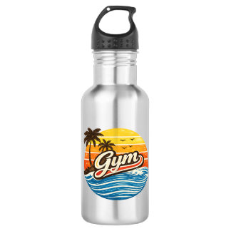 Gym Retro Sunset Design Stainless Steel Water Bottle