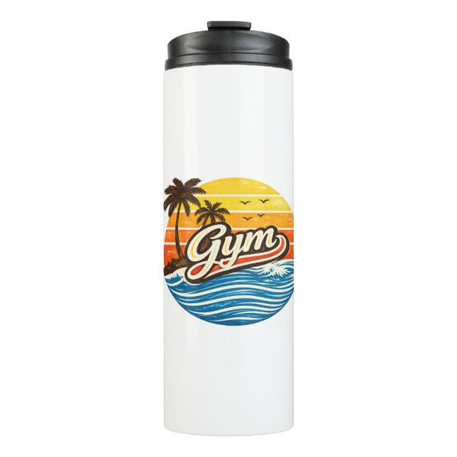 Gym Retro Sunset Design Thermal Tumbler (Front)