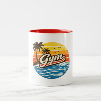 Gym Retro Sunset Design Two-Tone Coffee Mug