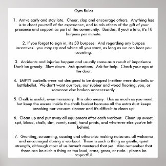 Gym Rules Poster