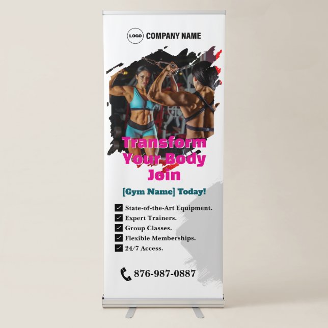 Gym Services Custom Vertical Retractable Banner (Front)
