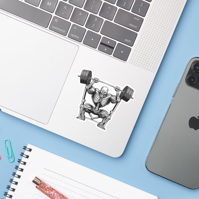 Gym Skeleton Sticker (Laptop w/ iPhone)