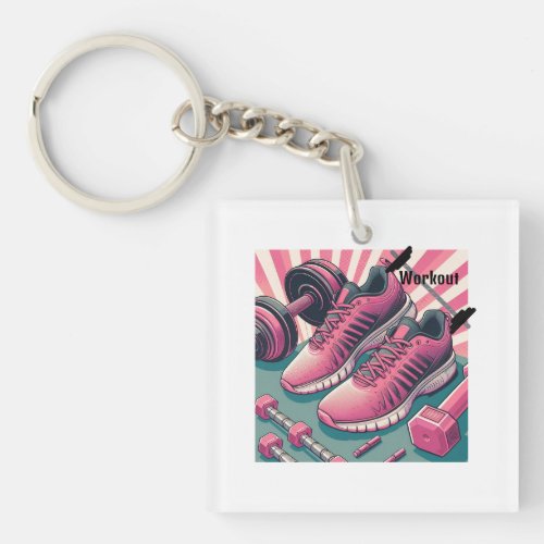 Gym Sneakers with Free Weights Workout Keychain