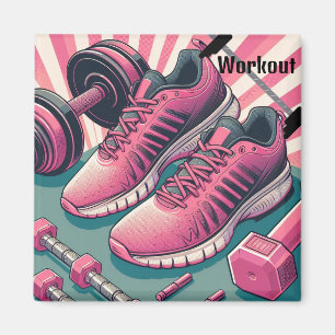 Gym Sneakers with Free Weights Workout Magnet