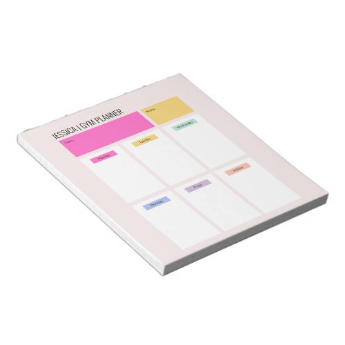 Gym sport workout name simple pastel weekly notepad