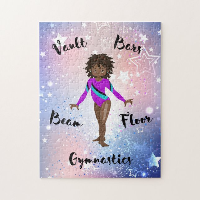 Gym Star African American, Brown Eyes, Purple Leo  Jigsaw Puzzle (Vertical)