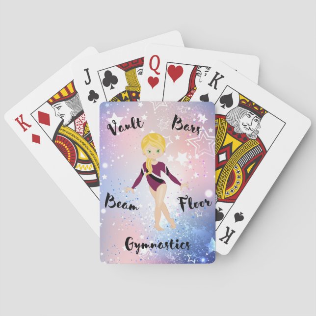 Gym Star Blonde, Green Eyes, Burgundy Leotard      Poker Cards (Back)