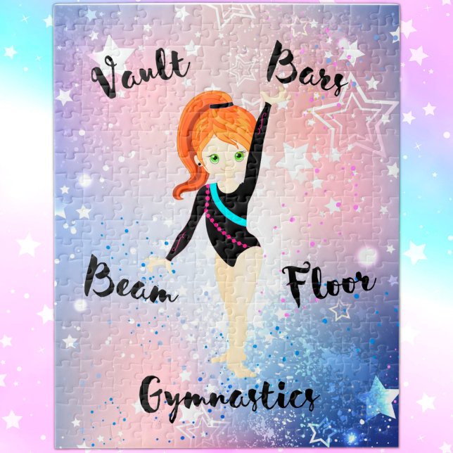 Gym Star Ginger Hair, Green Eyes, Black Leotard   Jigsaw Puzzle (Creator Uploaded)