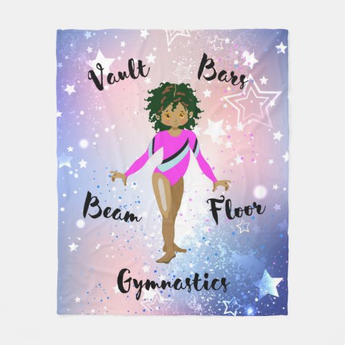 Gym Star Hispanic Brown Eyes Fuchsia Leotard Fleece Blanket