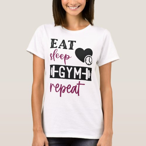 Gym t_shirt women eat sleep gym repeat
