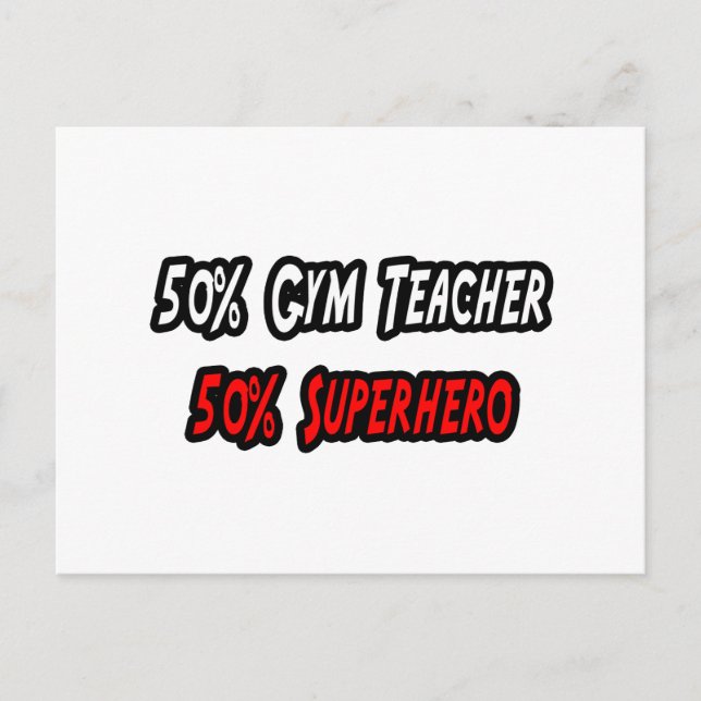 Gym Teacher Superhero Postcard (Front)