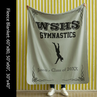 Gym Team Fleece Large Blanket Black Text for Guys