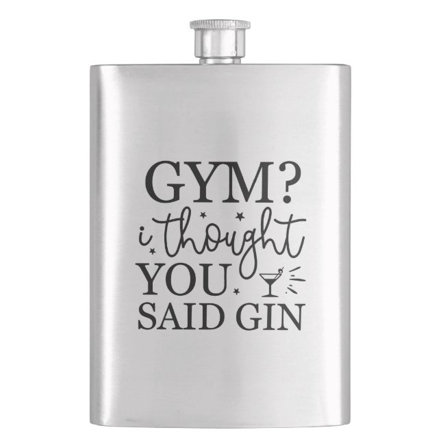 Gym? Thought You Said Gin Flask (Front)