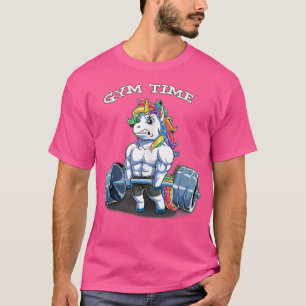 Gym time rainbow colors unicorn muscles sports coo T-Shirt