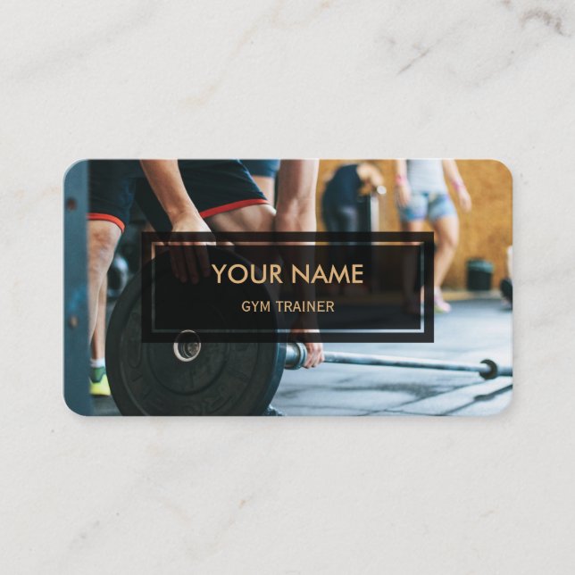 Gym Trainer (Elegant Photo Overlay) Business Card (Front)