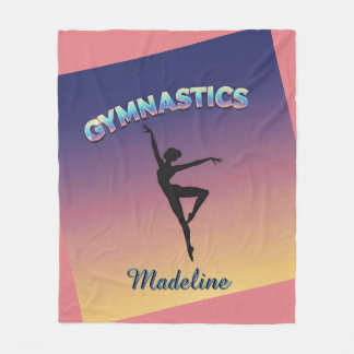 Gym Twist Ombre Gymnastics Silhouette Personalized Fleece Blanket