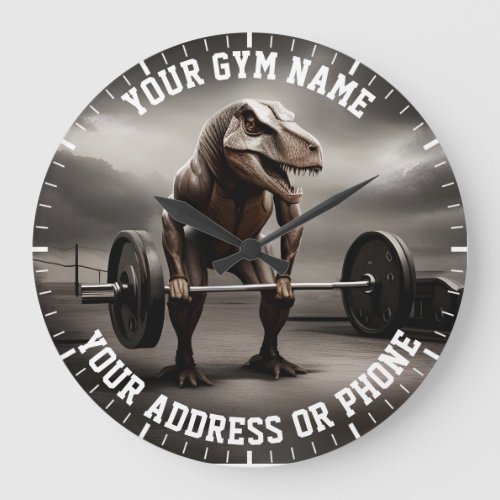 Gym User Or Owner Steampunk Dinosaur T_Rex In Gym Large Clock