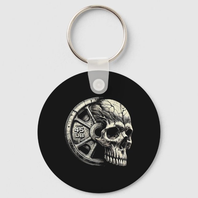 Gym Weightlifting 45lbs Plate Cool Working Out Bod Keychain (Front)
