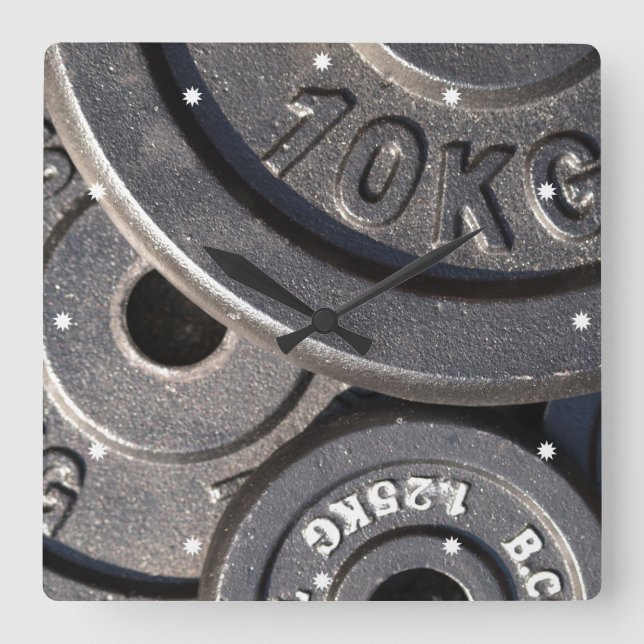Gym Weights Square Wall Clock (Front)