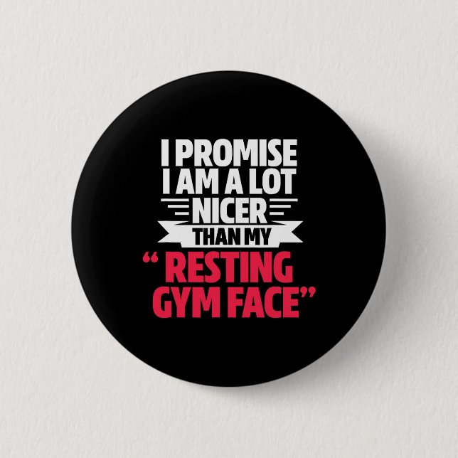 Gym Workout Bodybuilding Funny My Resting Gym Face Button (Front)