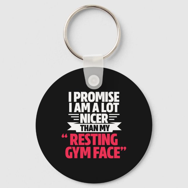 Gym Workout Bodybuilding Funny My Resting Gym Face Keychain (Front)