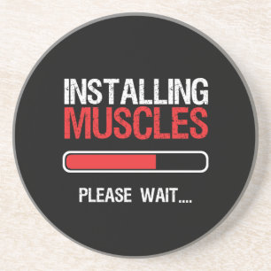 Gym Workout Fitness Body Builder Installing Muscle Coaster