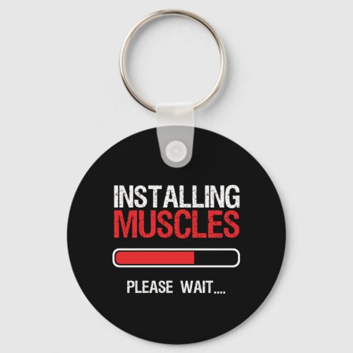 Gym Workout Fitness Body Builder Installing Muscle Keychain